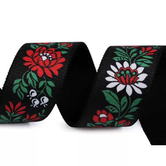 Népviseleti gumiszalag szélesség 40 mm - 3 fekete Népviseleti gumiszalag szélesség 40 mm - 3 fekete