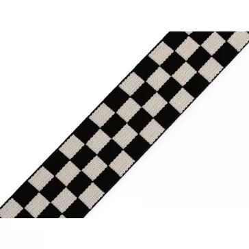   Kockamintás gumi szalag puha 30 mm - fekete kocka (40 m-os csomagolás)