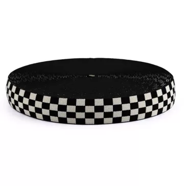   Kockamintás gumi szalag puha 30 mm - fekete kocka (40 m-os csomagolás)