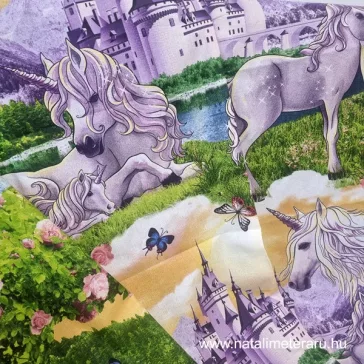 Premium cotton fabric panels magical unicorn