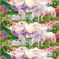 Premium cotton fabric panels magical unicorn