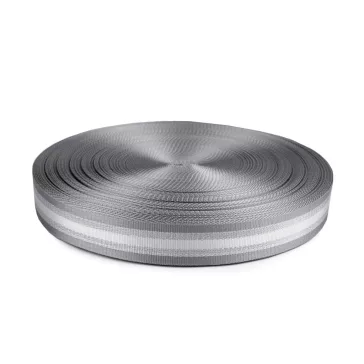   Sima kétoldalas hevederszalag lurexel szélessége 38 mm - 1 vil szürkéskék ezüst 