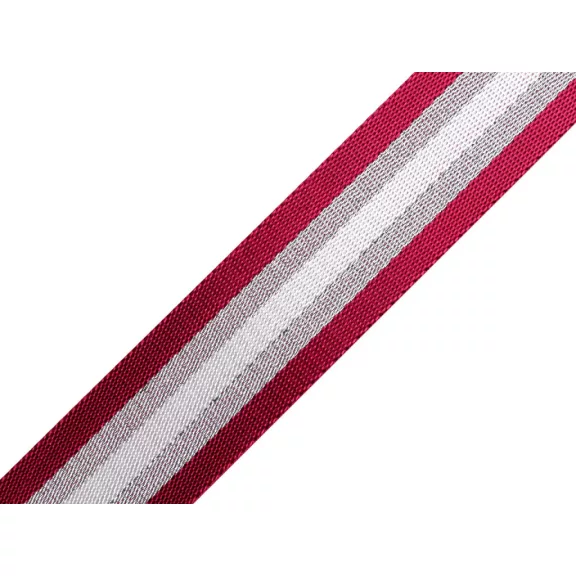 Sima kétoldalas hevederszalag lurexel szélessége 38 mm - 2 vörös bordó ezüst Sima kétoldalas hevederszalag lurexel szélessége 38 mm - 2 vörös bordó ezüst