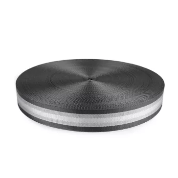   Sima kétoldalas hevederszalag lurexel szélessége 38 mm - 3 szürke ezüst 