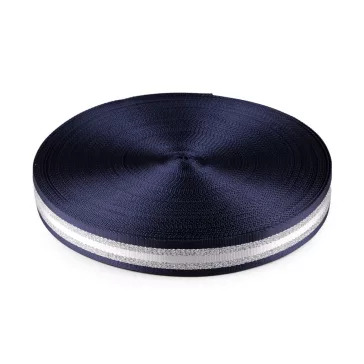   Sima kétoldalas hevederszalag lurexel szélessége 38 mm - 7 blue dark ezüst 