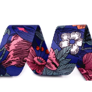   Sima kétoldalas heveder paisley szélessége 38 mm - 1 kék 