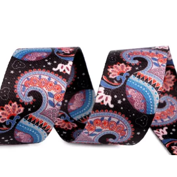   Sima kétoldalas heveder paisley szélessége 38 mm - 2 fekete 