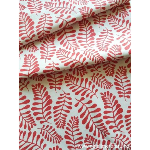 Piros levelek mintás kevert szálas teflonos pamut twill szövet