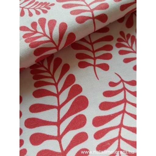 Piros levelek mintás kevert szálas teflonos pamut twill szövet