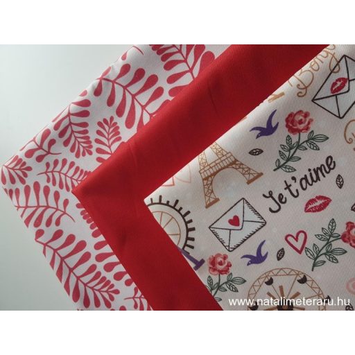 Piros levelek mintás kevert szálas teflonos pamut twill szövet