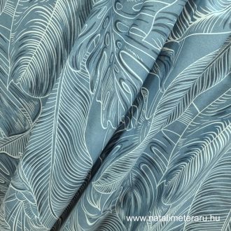   türkizkék pálma leveles prémium pamut perkál 220 cm széles