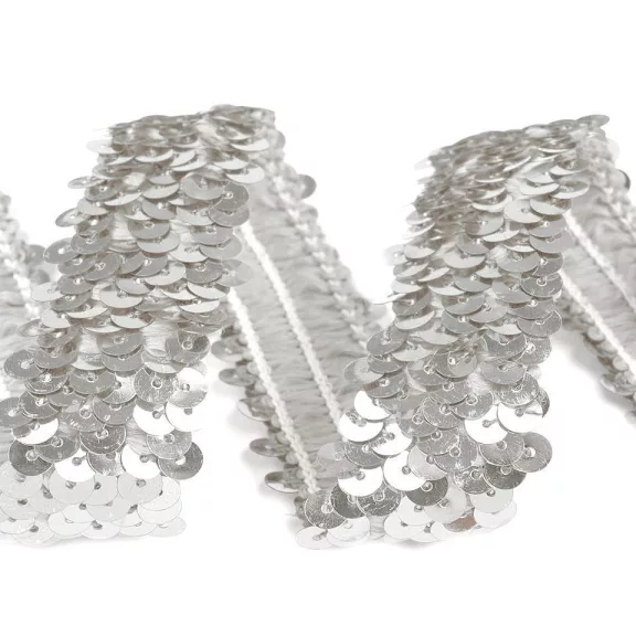 Flitter paszomány szélessége 30 mm elasztikus - 1 ezüst (40,5 m-os csomagolás) Flitter paszomány szélessége 30 mm elasztikus - 1 ezüst (40,5 m-os csomagolás)