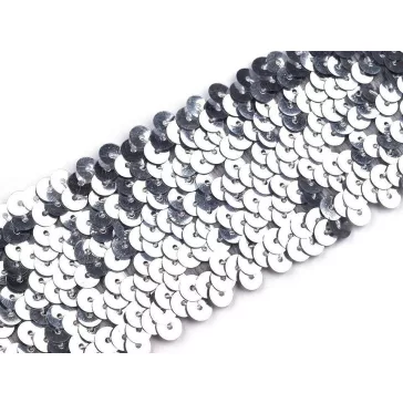   Elasztikus flitter szalag szélessége 45 mm rugalmas bortni - 1 ezüst (27 m-os csomagolás)