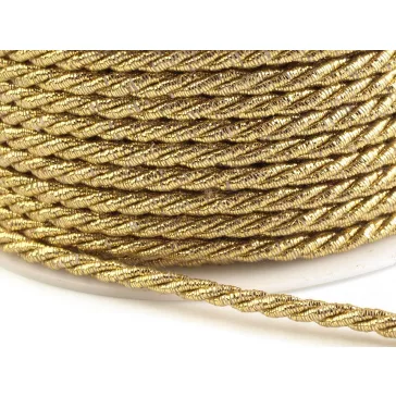   Sodrottt zsinór lurexszel Ø3 mm - 3 arany (100 m-os csomagolás)