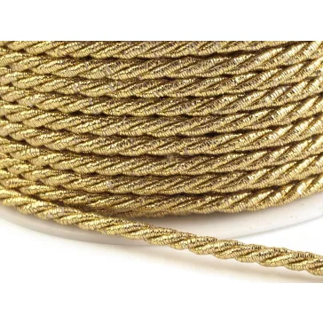   Sodrottt zsinór lurexszel Ø3 mm - 3 arany (20 m-es csomagolás)