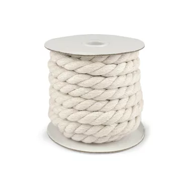   Sodrott pamut zsinór Ø15 mm macrame - bézs világos (20 m-os csomagolás)