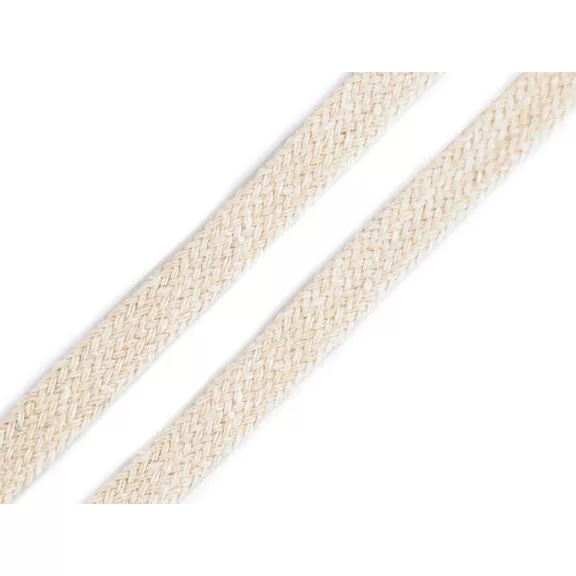 Ruha zsinór lapos szélessége 10 mm - 12 bézs világos (30 m-os csomagolás) Ruha zsinór lapos szélessége 10 mm - 12 bézs világos (30 m-os csomagolás)