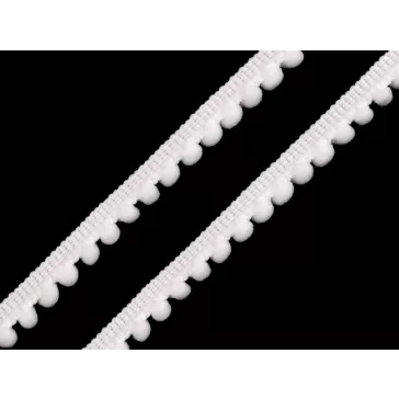   Paszomány szélessége 11 mm bojtokkal Ø5 mm - 1 fehér (67,5 m-os csomagolás)