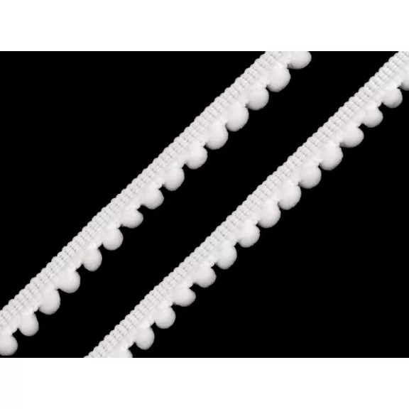 Paszomány szélessége 11 mm bojtokkal Ø5 mm - 1 fehér (67,5 m-os csomagolás) Paszomány szélessége 11 mm bojtokkal Ø5 mm - 1 fehér (67,5 m-os csomagolás)