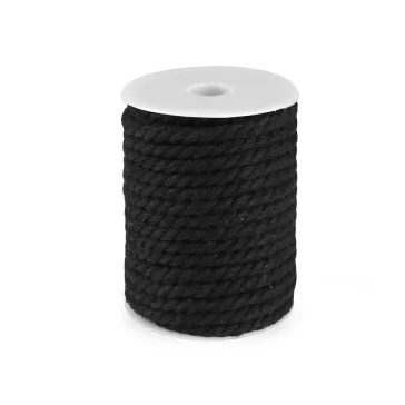   Sodrott pamut zsinór Ø8 mm macrame - 2 fekete (60 m-os csomagolás)