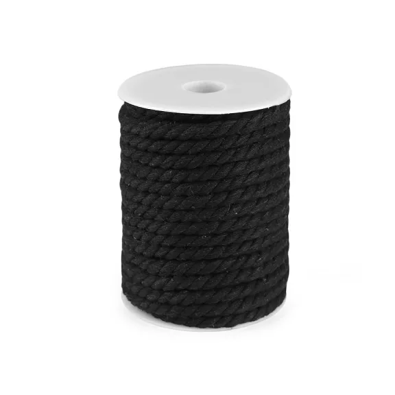 Sodrott pamut zsinór Ø8 mm macrame - 2 fekete (20 m-es csomagolás) Sodrott pamut zsinór Ø8 mm macrame - 2 fekete (20 m-es csomagolás)