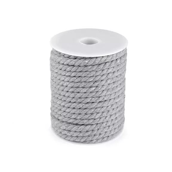 Sodrott pamut zsinór Ø8 mm macrame - 4 szürke (20 m-es csomagolás) Sodrott pamut zsinór Ø8 mm macrame - 4 szürke (20 m-es csomagolás)