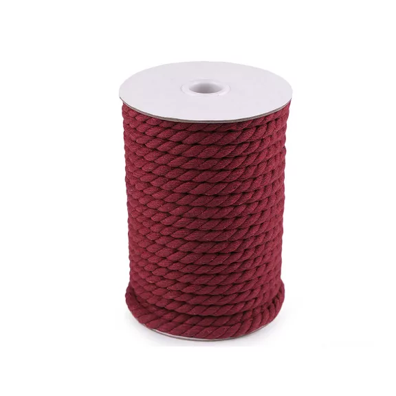 Sodrott pamut zsinór Ø8 mm macrame - 5 sötétpiros (20 m-es csomagolás) Sodrott pamut zsinór Ø8 mm macrame - 5 sötétpiros (20 m-es csomagolás)