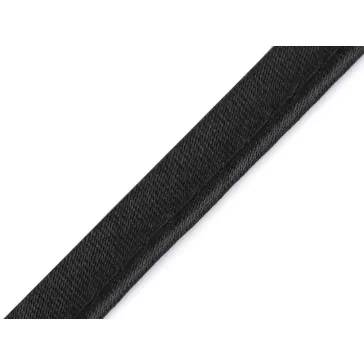  Szatén paszpól szegő - kéder szalg szélessége 10 mm - 1 fekete (60 m-os csomagolás)