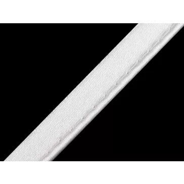   Szatén paszpól szegő - kéder szalg szélessége 10 mm - 2 fehér (60 m-os csomagolás)