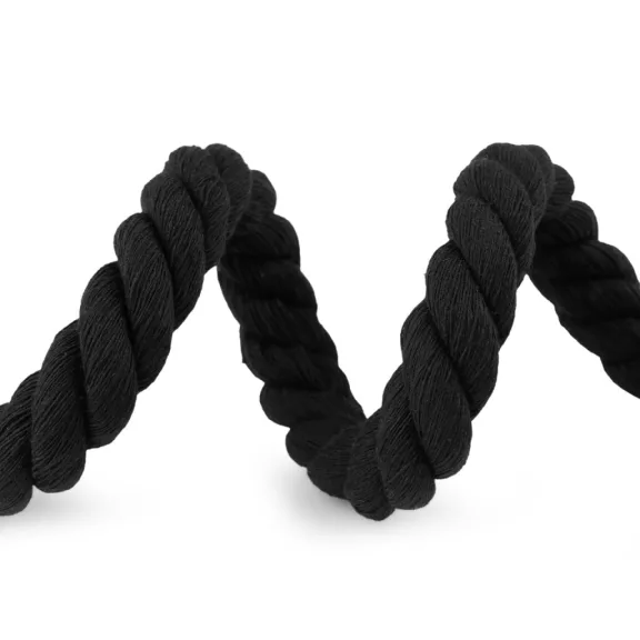 Sodrott pamutzsinór Ø20 mm macrame - 4 fekete Sodrott pamutzsinór Ø20 mm macrame - 4 fekete