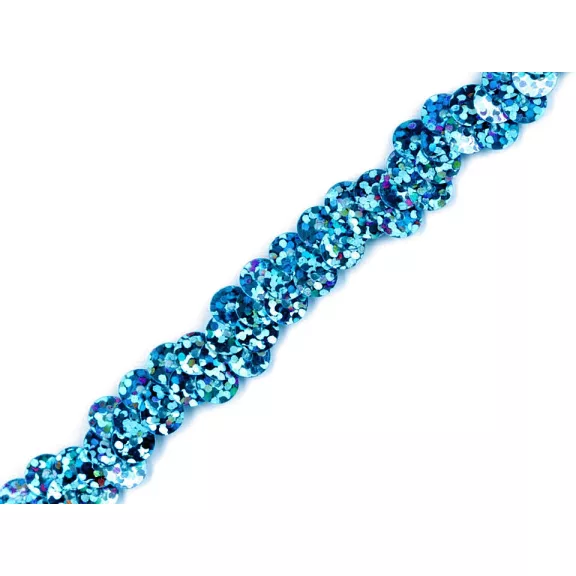 Flitter szalag elasztikus szélessége 10 mm botni - 4 azúrkék hologramm Flitter szalag elasztikus szélessége 10 mm botni - 4 azúrkék hologramm
