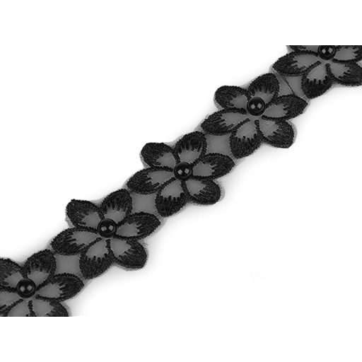 Paszomány monofil virág gyöngyökkel szélessége 35 mm