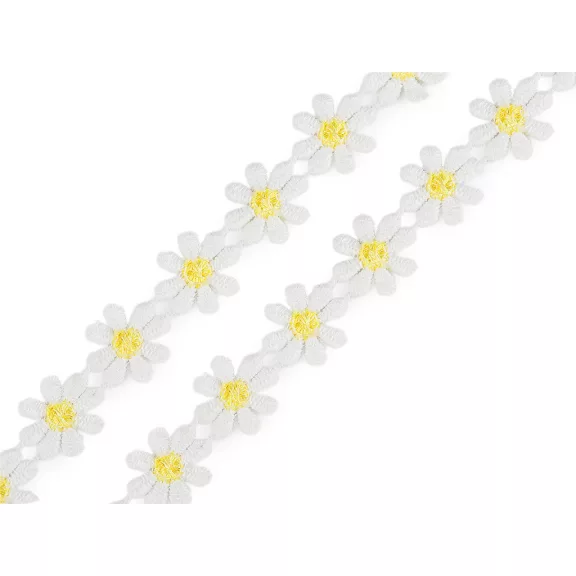 Légcsipke virág szélessége 15 mm - 2 sárga (13,5 m-os csomagolás) Légcsipke virág szélessége 15 mm - 2 sárga (13,5 m-os csomagolás)
