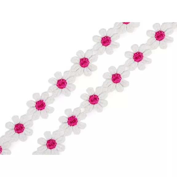 Légcsipke virág szélessége 15 mm - 3 pink (13,5 m-os csomagolás) Légcsipke virág szélessége 15 mm - 3 pink (13,5 m-os csomagolás)