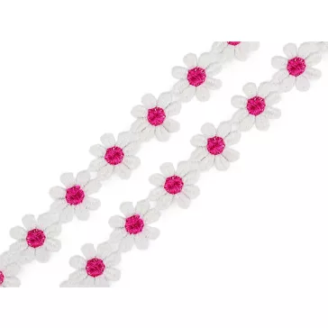   Légcsipke virág szélessége 15 mm - 3 pink (27 m-os csomagolás)