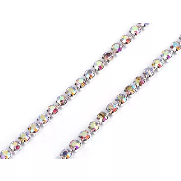   Kristály strasszlánc / bortnyi 2 mm - 1 crystal AB ezüst (27 m-os csomagolás)