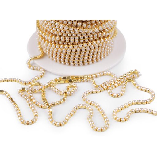 Gyöngyös lánc - félgyöngy széles 2 mm