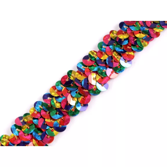 Elastikus flitter szalag színes 20 mm - multicolor Elastikus flitter szalag színes 20 mm - multicolor