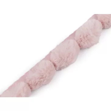   Dísz szegőszalag / műszörme lampasz szalag 3 cm - 2 púderrózsaszín 