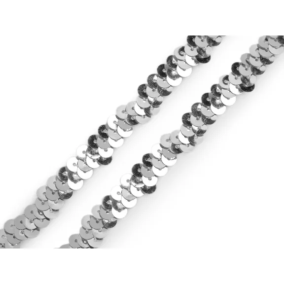Gumis flitter szalag 10 mm elastikus - 1 ezüst Gumis flitter szalag 10 mm elastikus - 1 ezüst