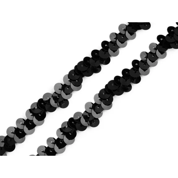 Gumis flitter szalag 10 mm elastikus - 4 fekete Gumis flitter szalag 10 mm elastikus - 4 fekete