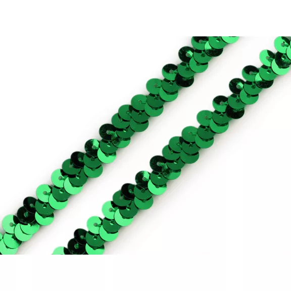 Gumis flitter szalag 10 mm elastikus - 5 zöld dunkel Gumis flitter szalag 10 mm elastikus - 5 zöld dunkel