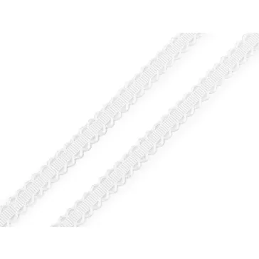   Csipke mintás szatén szalag 10 mm - 1 fehér (112,5 m-os csomagolás)