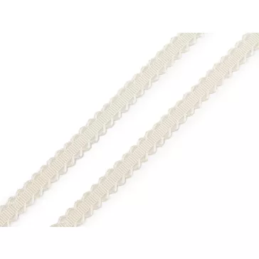   Csipke mintás szatén szalag 10 mm - 2 krém világos (112,5 m-os csomagolás)