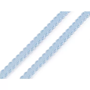   Csipke mintás szatén szalag 10 mm - 4 világoskék (112,5 m-os csomagolás)