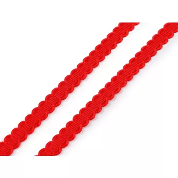   Csipke mintás szatén szalag 10 mm - 5 piros (112,5 m-os csomagolás)