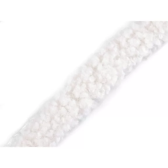 Bevarrható szegő szalag / bárány szörme utánzat széles 3,5 cm - 1 természetes fehér Bevarrható szegő szalag / bárány szörme utánzat széles 3,5 cm - 1 természetes fehér