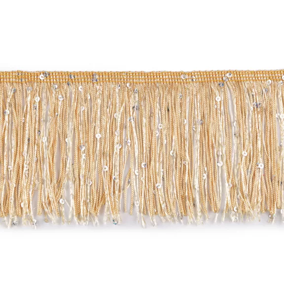 Rojt flitteres szélessége 10 cm - 6 világos arany Rojt flitteres szélessége 10 cm - 6 világos arany