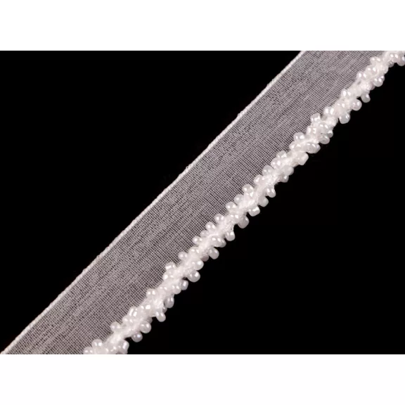 Polieszter paszpól szalag / kéder gyöngyös 15 mm széles - 1 Off White Polieszter paszpól szalag / kéder gyöngyös 15 mm széles - 1 Off White
