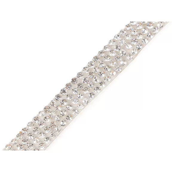 Négysoros strasz szalag dísz széles 10 mm - crystal (9 m-es csomagolás) Négysoros strasz szalag dísz széles 10 mm - crystal (9 m-es csomagolás)